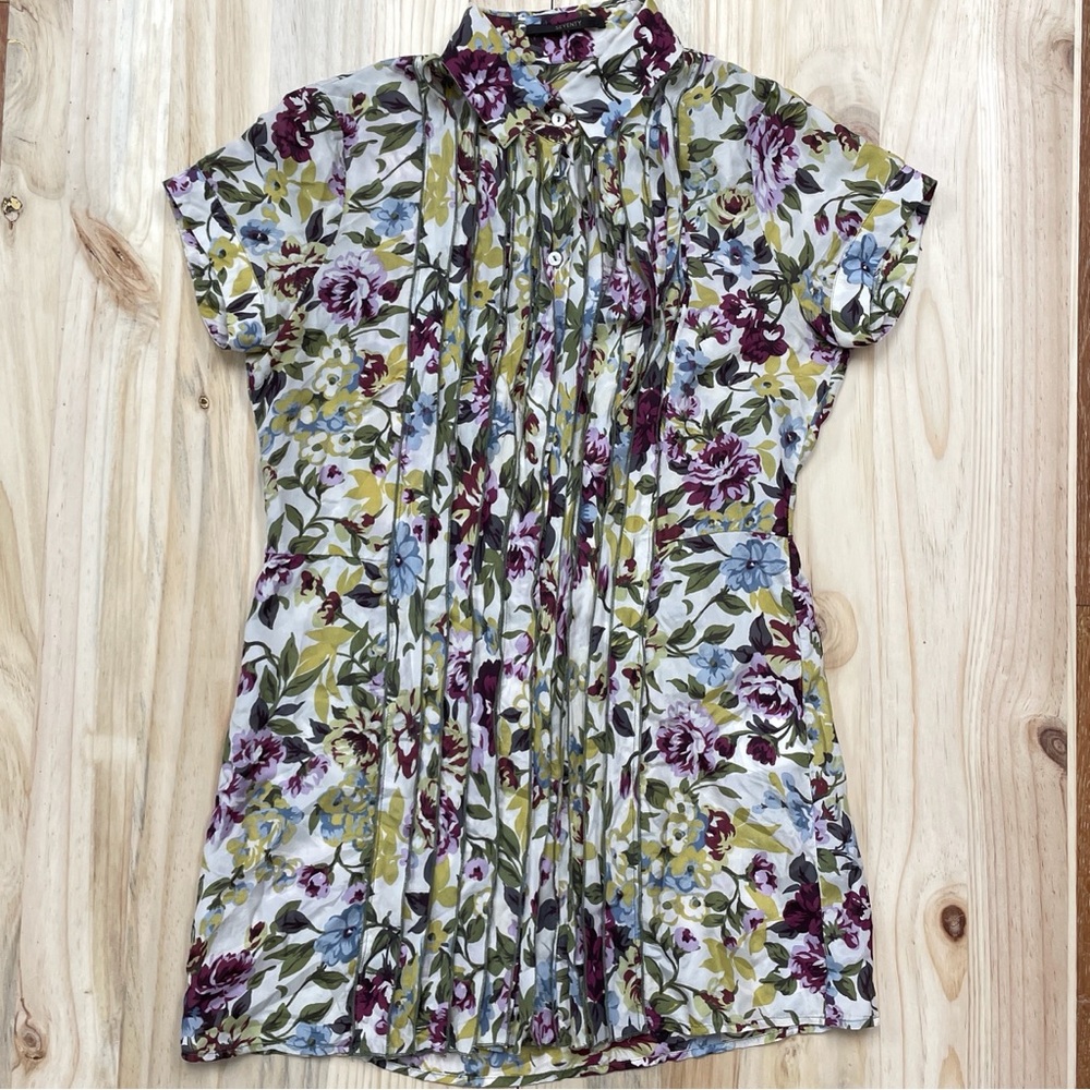 Seventy Ruffled Floral Print 100% Silk Blouse - Sz 40